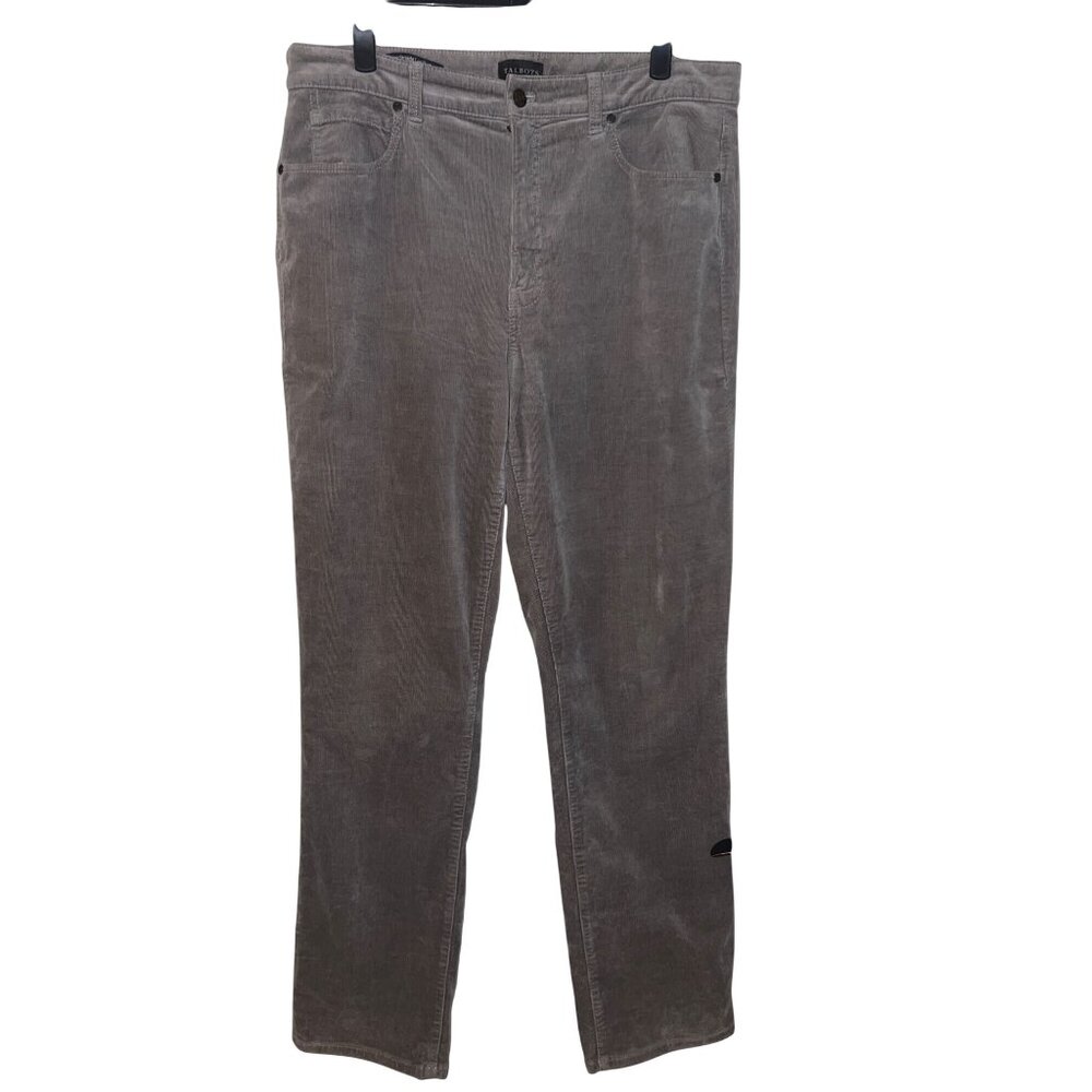 Talbots Corduroy Straight Leg Pants Curvy Fit Size 12 Gray Stretch Classic Style